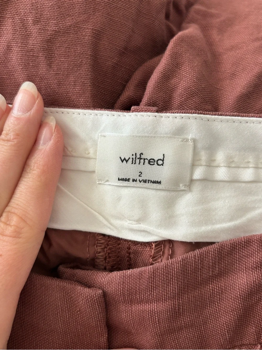 Wilfred The Effortless Linen Pant Terracotta Red Brown Wide Leg High Waist 2